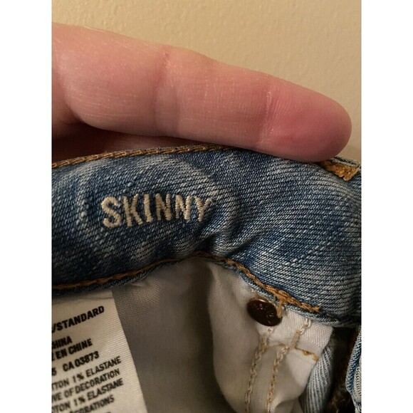 Women’s American Eagle Light Wash Distressed Jeans Size 4 Regular Skinny Jeans - Picture 4 of 5